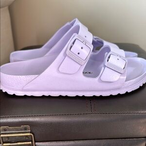 Birkenstock Purple Sandals with Adjustable Straps and Molded Footbed